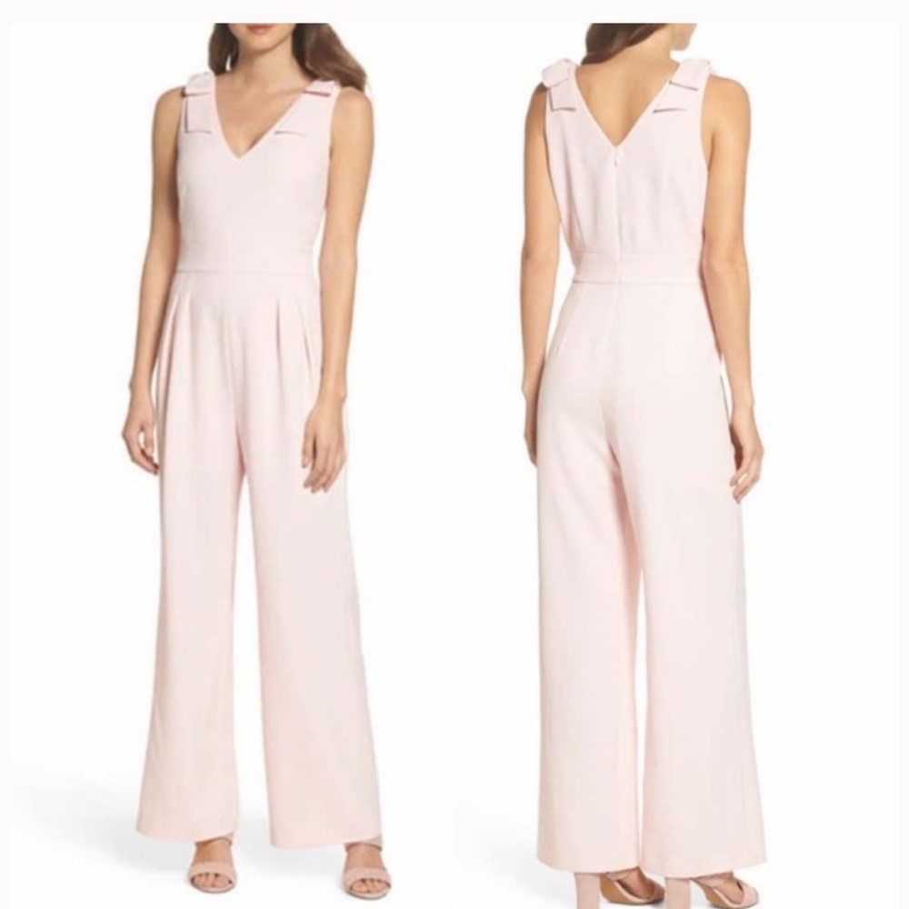 Chelsea28 Bow Shoulder Jumpsuit - Petite 8 - Light Pink